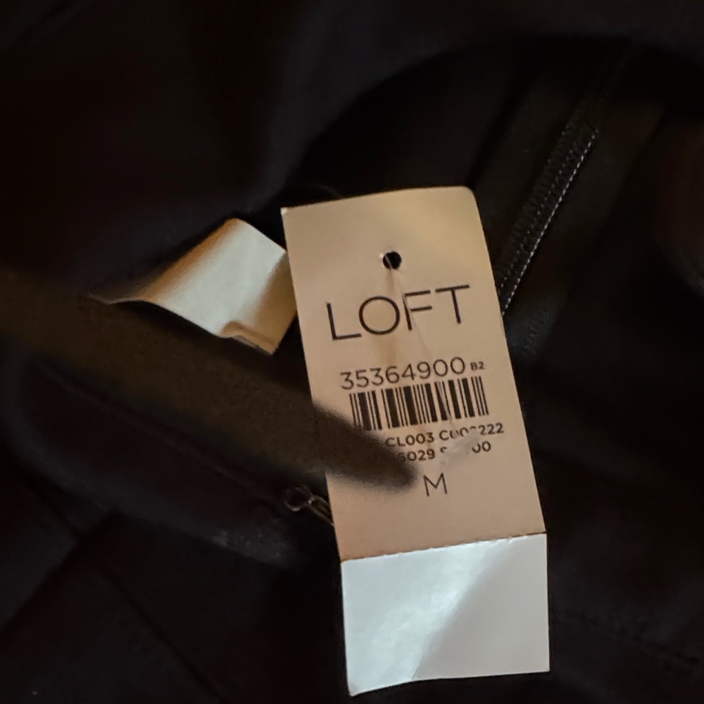 LOFT Black Short-Sleeve Mini Dress with Front Flap Pockets - Picture 9 of 9